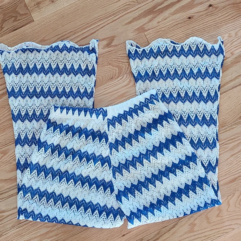 Shein Swim Cover-up Beach Capris.  Size Small*  Blue/White Chevron - Picture 6 of 7